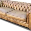 Casa Padrino Luxus Chesterfield Leder Sofa Vintage Hellbraun 240 x 100 x H. 80 cm - Echtleder Wohnzimmer Sofa - Wohnzimmer Möbel - Chesterfield Möbel - Luxus Möbel - Luxus Wohnzimmer Einrichtung