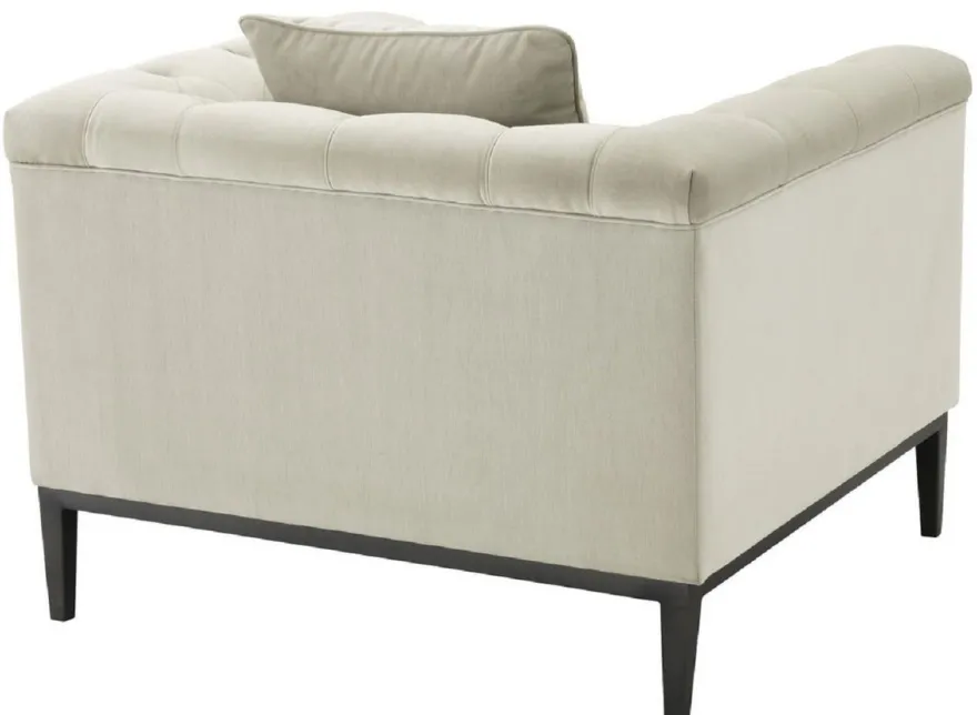 Casa Padrino Luxus Chesterfield Sessel mit Kissen Hellgrau / Rotguss 103 x 97 x H. 75 cm - Chesterfield Wohnzimmer Möbel