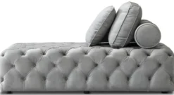 Casa Padrino Luxus Chesterfield Samt Chaiselongue mit 3 Kissen Grau 162 x 90 x H. 65 cm - Chesterfield Möbel - Wohnzimmer Möbel