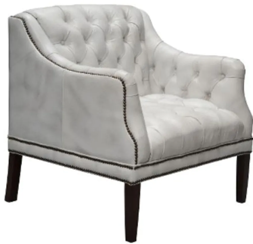 Casa Padrino Luxus Chesterfield Sessel aus Echtleder in Weiß mit schwarzen Füßen 80 x 84 x H. 79 cm