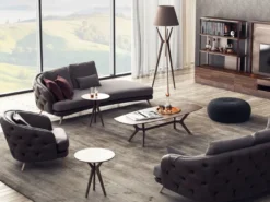 Casa Padrino Luxus Chesterfield Wohnzimmer Sessel Grau / Braun 93 x 90 x H. 75 cm - Wohnzimmer Möbel