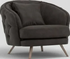 Casa Padrino Luxus Chesterfield Wohnzimmer Sessel Grau / Braun 93 x 90 x H. 75 cm - Wohnzimmer Möbel