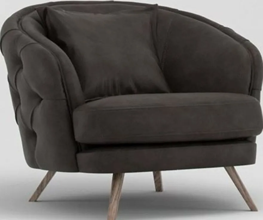 Casa Padrino Luxus Chesterfield Wohnzimmer Sessel Grau / Braun 93 x 90 x H. 75 cm - Wohnzimmer Möbel