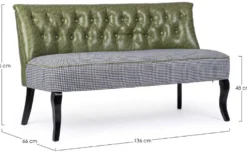 Casa Padrino Luxus Chesterfield Kunstleder Sofa Dunkelgrün / Weiß / Schwarz 136 x 66 x H. 76 cm - Wohnzimmer Sofa - Wohnzimmer Möbel - Chesterfield Möbel - Luxus Möbel - Luxus Einrichtung