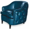 Casa Padrino Luxus Chesterfield Leder Sessel Blau / Schwarz - Echtleder Wohnzimmer Möbel