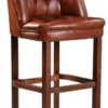 Casa Padrino Luxus Chesterfield Leder Barstuhl 4er Set Braun 63 x 56 x H. 107 cm - Gepolsterte Echtleder Barhocker - Chesterfield Möbel - Chesterfield Barmöbel - Luxus Barmöbel - Echtleder Barmöbel