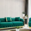 Casa Padrino Luxus Chesterfield Sessel Grün / Gold 90 x 95 x H. 75 cm - Moderner Wohnzimmer Sessel - Chesterfield Wohnzimmer Möbel