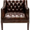 Casa Padrino Luxus Chesterfield Sessel aus Echtleder in Dunkelbraun - 80 x 84 x H. 79 cm