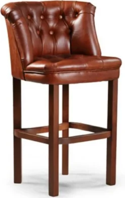 Casa Padrino Luxus Chesterfield Leder Barstuhl 6er Set Braun 63 x 56 x H. 107 cm - Gepolsterte Echtleder Barhocker - Chesterfield Möbel - Chesterfield Barmöbel - Luxus Barmöbel - Echtleder Barmöbel