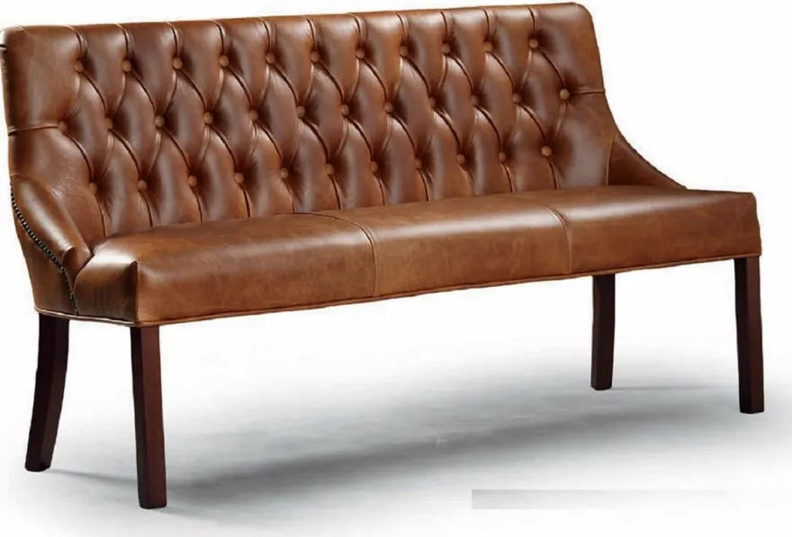 Casa Padrino Luxus Chesterfield Echtleder Sitzbank Braun 160 cm
