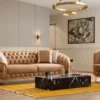 Casa Padrino Luxus Chesterfield Kunstleder Sessel Vintage Braun / Messing 85 x 80 x H. 100 cm - Wohnzimmer Sessel - Wohnzimmer Möbel - Luxus Möbel - Luxus Wohnzimmer Einrichtung