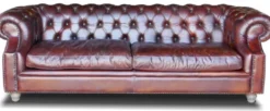 Casa Padrino Luxus Chesterfield Leder Sofa 240 x 100 x H. 80 cm - Verschiedene Farben - Echtleder Wohnzimmer Sofa - Chesterfield Wohnzimmer Möbel