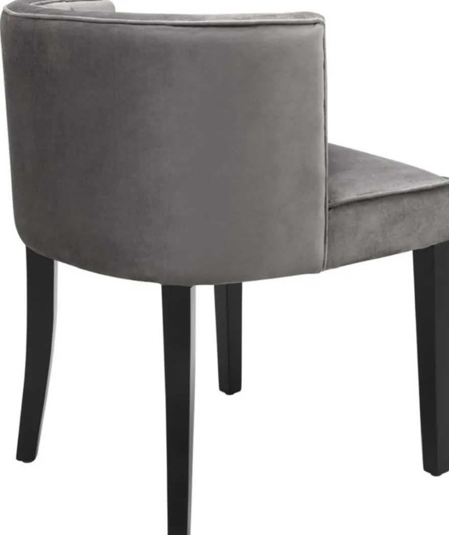 Casa Padrino Luxus Chesterfield Esszimmerstuhl Grau / Schwarz 60 x 58 x H. 77 cm - Esszimmermöbel