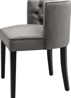 Casa Padrino Luxus Chesterfield Esszimmerstuhl Grau / Schwarz 60 x 58 x H. 77 cm - Esszimmermöbel