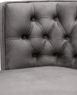 Casa Padrino Luxus Chesterfield Esszimmerstuhl Grau / Schwarz 60 x 58 x H. 77 cm - Esszimmermöbel