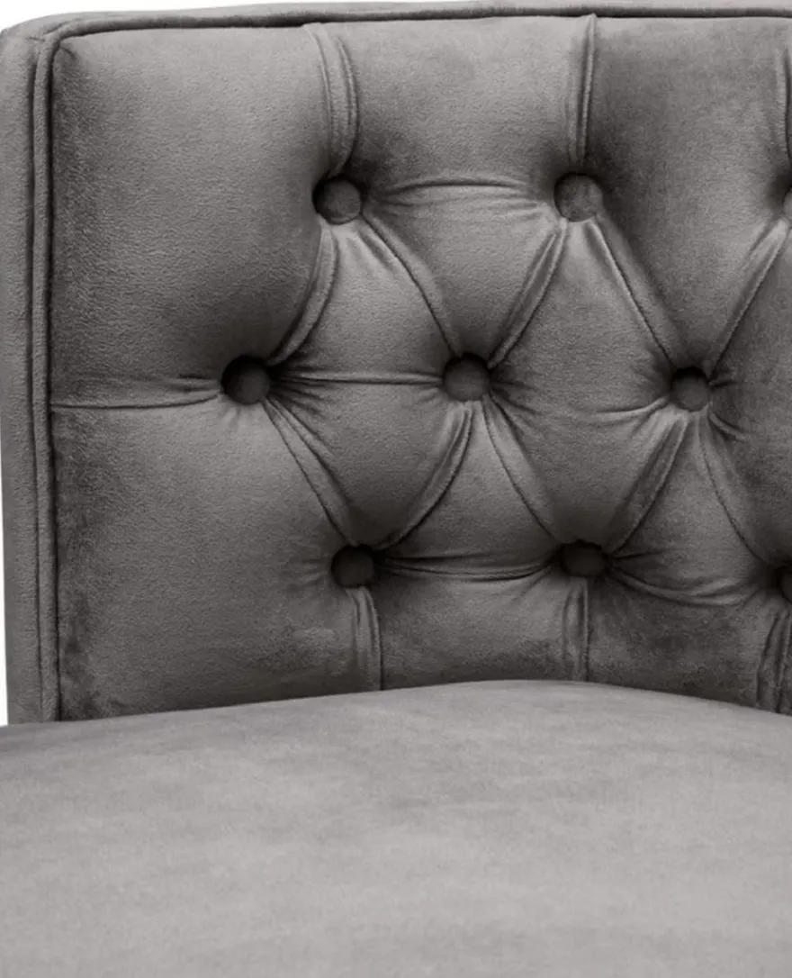 Casa Padrino Luxus Chesterfield Esszimmerstuhl Grau / Schwarz 60 x 58 x H. 77 cm - Esszimmermöbel