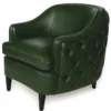 Casa Padrino Luxus Chesterfield Leder Sessel Dunkelgrün / Schwarz - Echtleder Wohnzimmer Möbel