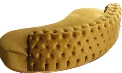 Casa Padrino Luxus Chesterfield Sofa Gold 250 x 130 x H. 85 cm - Gebogenes Wohnzimmer Sofa - Hotel Sofa - Wohnzimmer Möbel - Chesterfield Möbel - Luxus Möbel - Luxus Einrichtung
