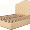 Casa Padrino Luxus Chesterfield Echtleder Bett in beige mit Swarovski Kristallsteinen - Luxus Kollektion