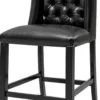 Casa Padrino Luxus Chesterfield Echtleder Barstuhl Schwarz 75 x 65 x H. 106 cm - Massivholz Barhocker mit Büffelleder - Chesterfield Bar Möbel