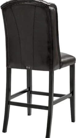 Casa Padrino Luxus Chesterfield Echtleder Barstuhl Schwarz 75 x 65 x H. 106 cm - Massivholz Barhocker mit Büffelleder - Chesterfield Bar Möbel