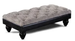 Casa Padrino Luxus Chesterfield Sitzbank Buxton Oval 120 x 60 x H. 30 cm - Elegante Wohnzimmer Sitzbank mit Echtleder - Chesterfield Wohnzimmer Möbel