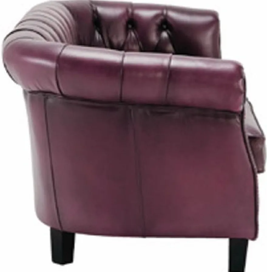 Casa Padrino Luxus Chesterfield Echtleder Sofa Lila / Schwarz 160 cm - Echtleder Möbel