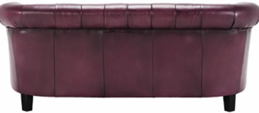 Casa Padrino Luxus Chesterfield Echtleder Sofa Lila / Schwarz 160 cm - Echtleder Möbel