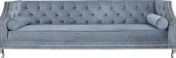 Casa Padrino Luxus Chesterfield Samt Sofa mit Kissen 225 x 84 x H. 76,5 cm - Verschiedene Farben - Chesterfield Wohnzimmer Möbel