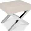 Casa Padrino Luxus Chesterfield Hocker Beige / Silber 60 x 50 x H. 47 cm - Wohnzimmermöbel - Luxus Kollektion