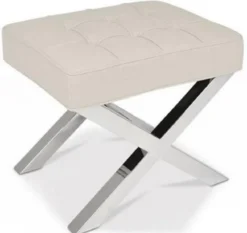 Casa Padrino Luxus Chesterfield Hocker Beige / Silber 60 x 50 x H. 47 cm - Wohnzimmermöbel - Luxus Kollektion