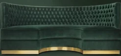 Casa Padrino Luxus Chesterfield Samt Sofa Grün / Antik Messing 205 cm - Made in Italy