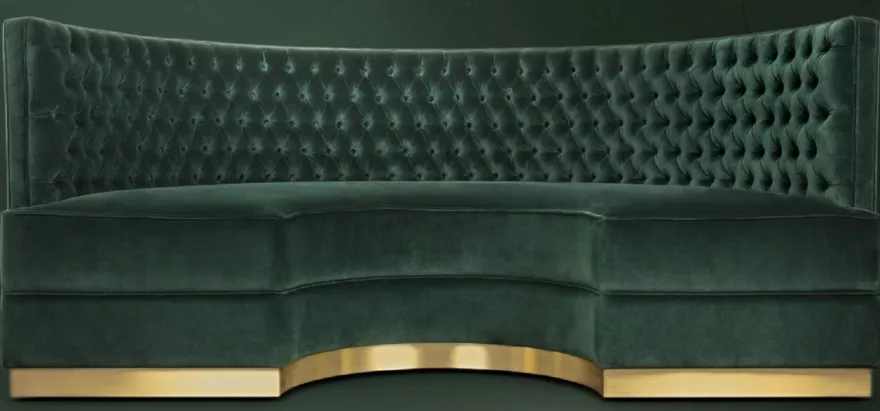 Casa Padrino Luxus Chesterfield Samt Sofa Grün / Antik Messing 205 cm - Made in Italy