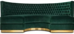 Casa Padrino Luxus Chesterfield Samt Sofa Grün / Antik Messing 205 cm - Made in Italy