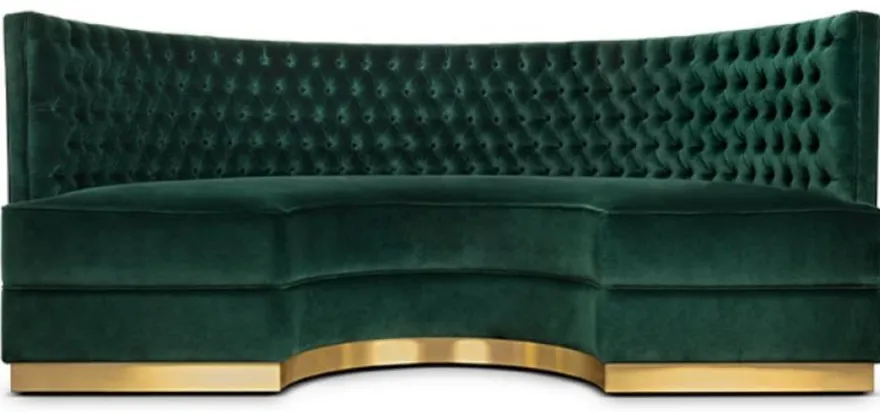 Casa Padrino Luxus Chesterfield Samt Sofa Grün / Antik Messing 205 cm - Made in Italy