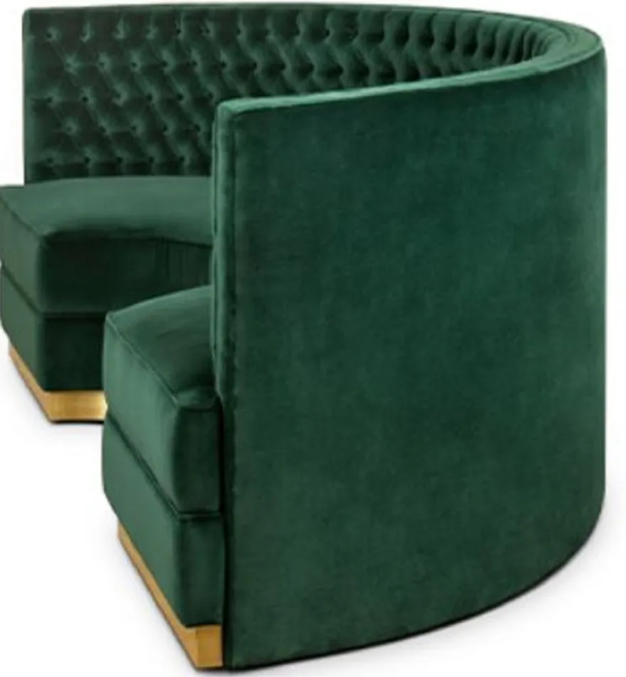 Casa Padrino Luxus Chesterfield Samt Sofa Grün / Antik Messing 205 cm - Made in Italy