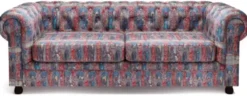Casa Padrino Luxus Chesterfield Samt Sofa Mehrfarbig / Schwarz 220 x 96 x H. 78 cm - Wohnzimmer Sofa - Hotel Sofa - Wohnzimmer Möbel - Chesterfield Möbel - Luxus Möbel - Luxus Einrichtung