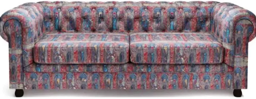 Casa Padrino Luxus Chesterfield Samt Sofa Mehrfarbig / Schwarz 220 x 96 x H. 78 cm - Wohnzimmer Sofa - Hotel Sofa - Wohnzimmer Möbel - Chesterfield Möbel - Luxus Möbel - Luxus Einrichtung