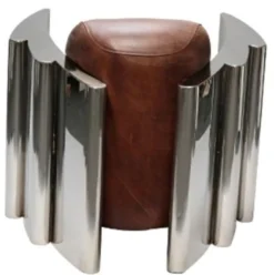 Casa Padrino Luxus Club Sessel im englischen Stil, Echtleder Vintage Braun / Silber 68 x 89 x H. 73 cm
