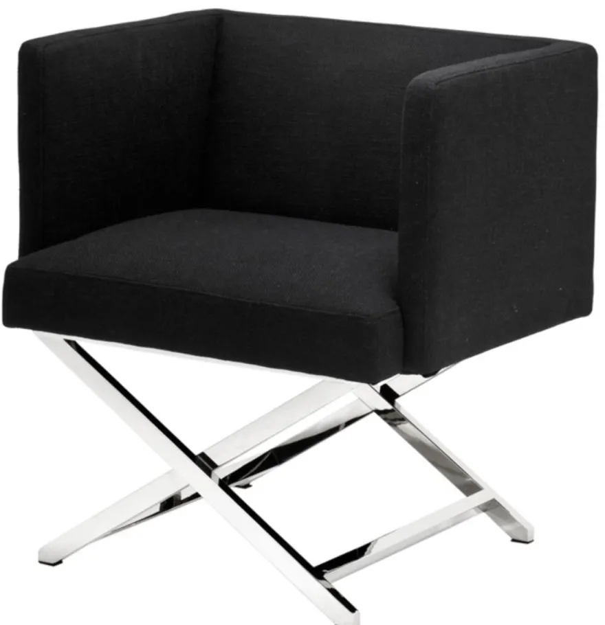 Casa Padrino Luxus Club Sessel in silber / schwarz 66 x 57 x H. 74 cm - Art Deco Möbel