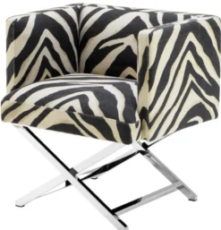 Casa Padrino Luxus Club Sessel im Zebra Design 68 x 57 x H. 74 cm - Art Deco Möbel