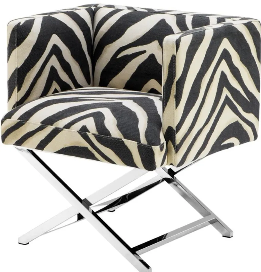 Casa Padrino Luxus Club Sessel im Zebra Design 68 x 57 x H. 74 cm - Art Deco Möbel
