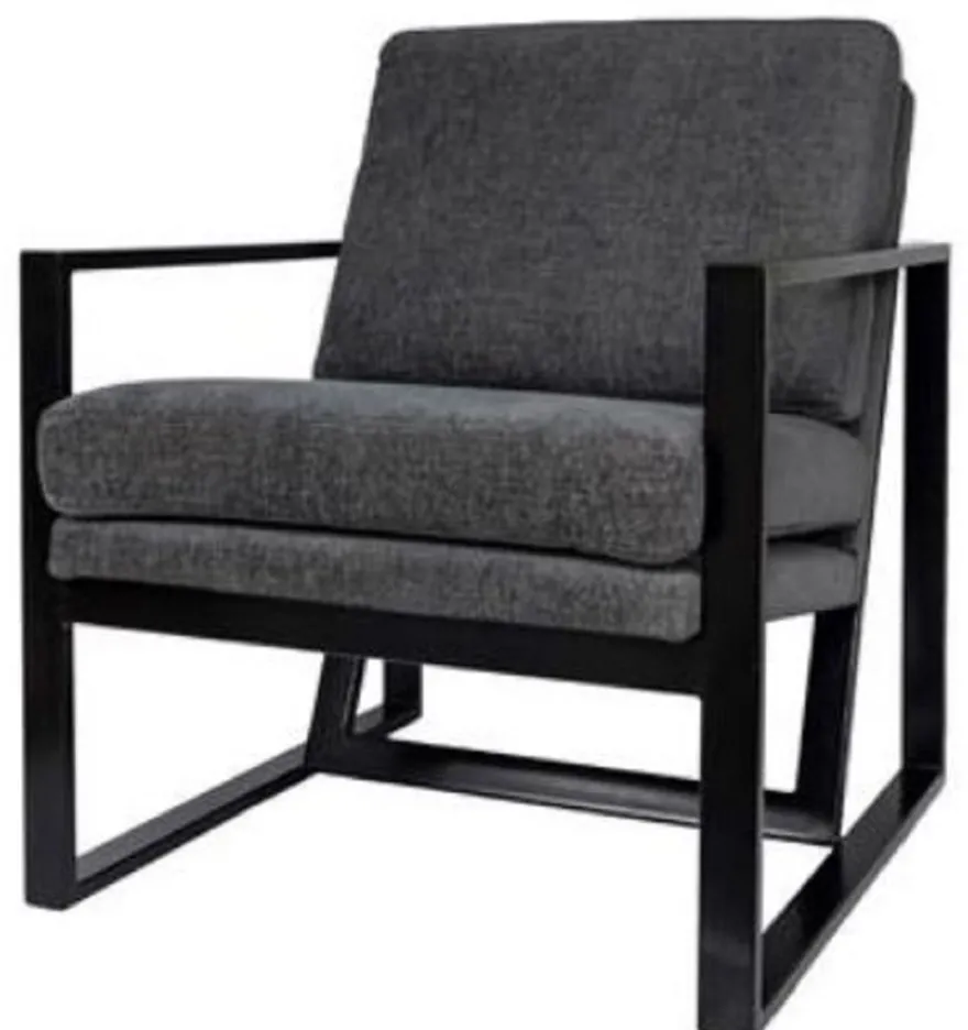 Casa Padrino Luxus Club Sessel mit Metallrahmen Grau / Schwarz 80 x 70 x H. 85 cm - Hotel Möbel