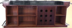 Casa Padrino Luxus Cocktail Bar mit Marmorplatte Dunkelbraun / Schwarz / Silber 279,4 x H. 223,5 cm - Massivholz Bar - Bar Möbel - Hotel & Restaurant Möbel