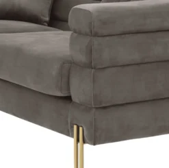 Casa Padrino Luxus Couch Grau / Messingfarben 230 x 95 x H. 70,5 cm - Wohnzimmer Sofa mit edlem Samtstoff - Luxus Möbel