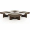 Casa Padrino Luxus Couchtisch Braun / Weiß 100-140 cm - Ausziehbarer Wohnzimmertisch