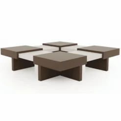 Casa Padrino Luxus Couchtisch Braun / Weiß 100-140 cm - Ausziehbarer Wohnzimmertisch