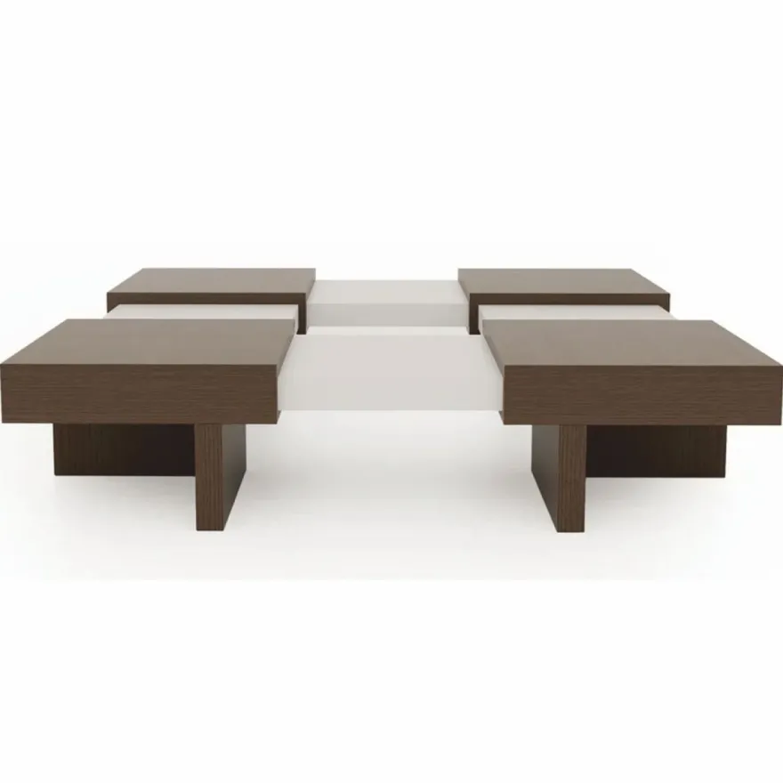Casa Padrino Luxus Couchtisch Braun / Weiß 100-140 cm - Ausziehbarer Wohnzimmertisch