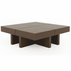 Casa Padrino Luxus Couchtisch Braun / Weiß 100-140 cm - Ausziehbarer Wohnzimmertisch