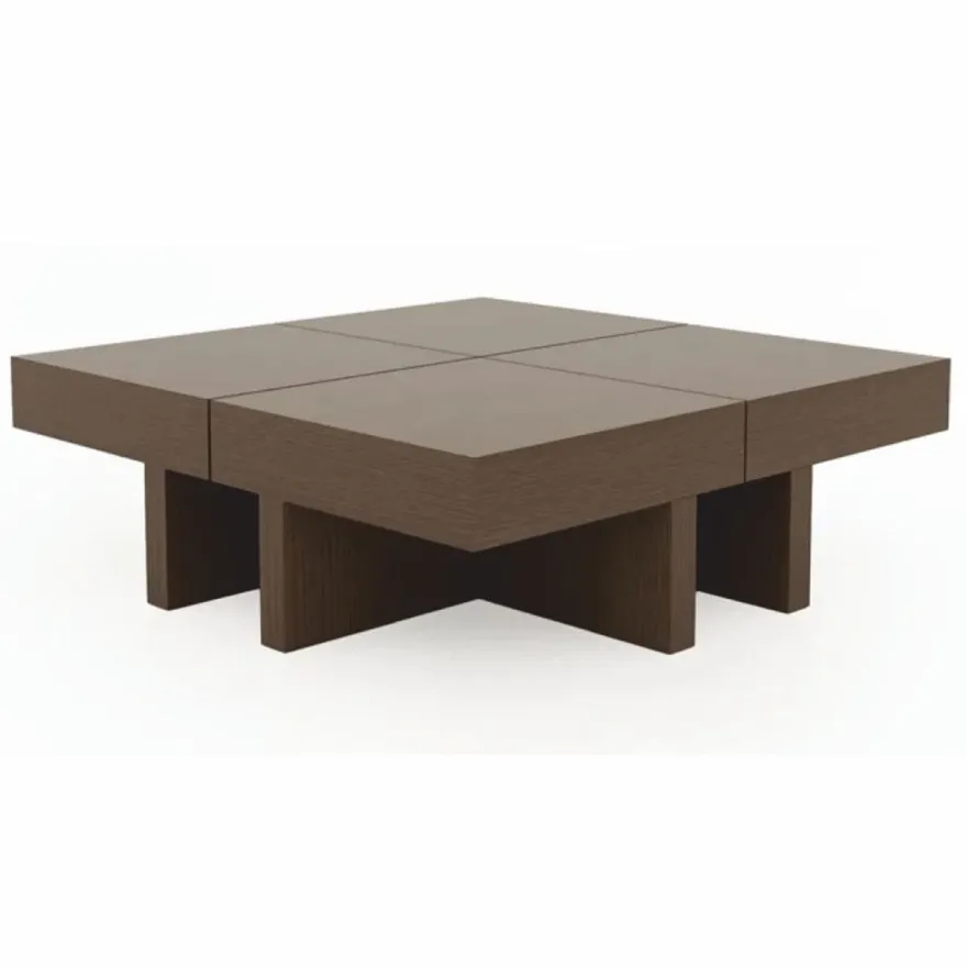 Casa Padrino Luxus Couchtisch Braun / Weiß 100-140 cm - Ausziehbarer Wohnzimmertisch